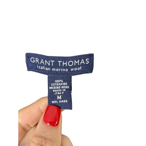 Grant Thomas 100% Extra Fine Italian Merino Wool Brown V Neck Sweater Medium - Picture 3 of 5